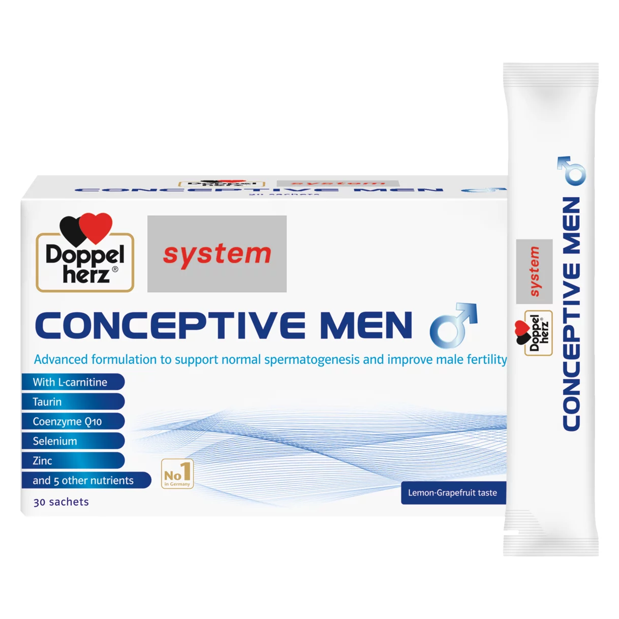 Illustration of the product packaging Doppelherz system CONCEPTIVE MEN front view
